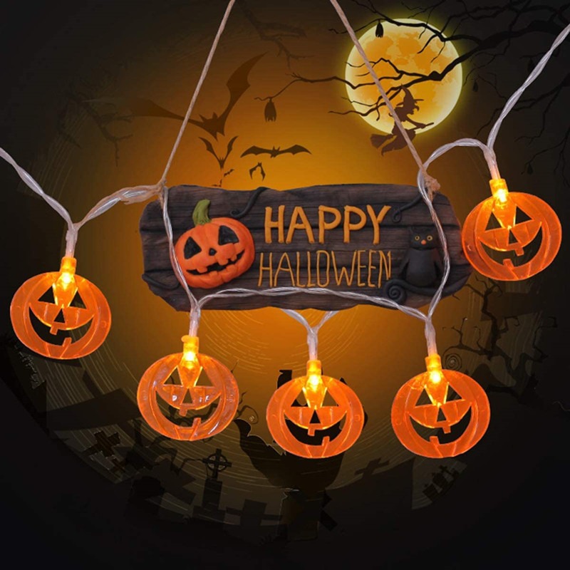 Halloween pumpkin lantern toys, skull heads, Ghost Festival atmosphere decorations, small lanterns, shopping malls, bars, bat decorative light strings Specification image