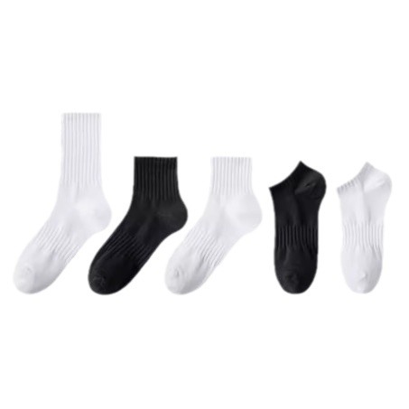 White socks, men's mid-calf long socks, autumn and winter thin cotton socks, women's short socks, anti-odor, sweat-absorbing, sports long calf, ins trend Item Picture