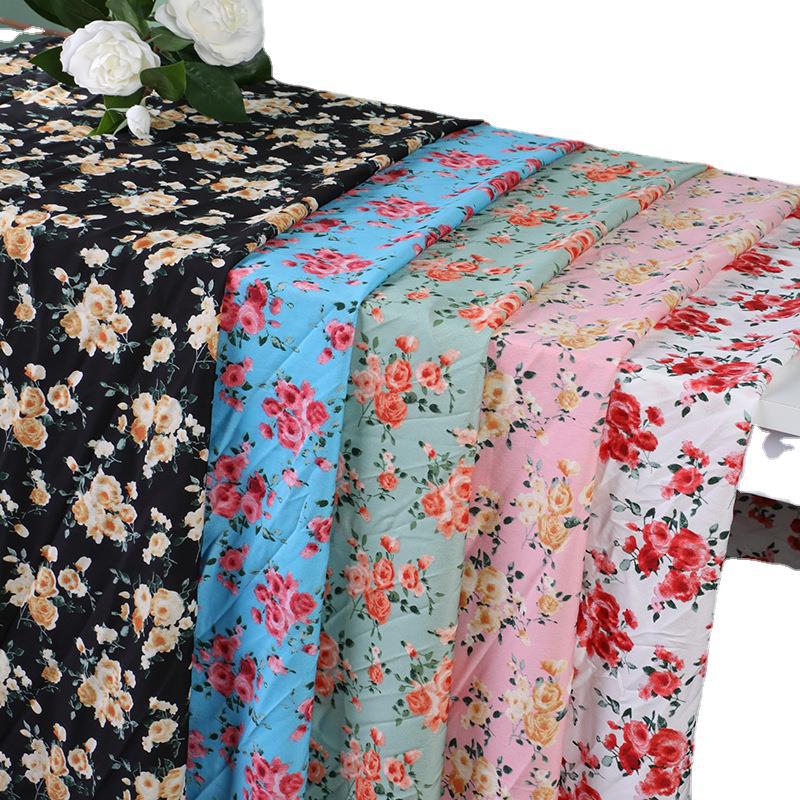 Spring And Summer New Foreign Trade Polyester Large Floral Printed Fabric Korea Silk Clothing Shirt Printed Fabric In Stock Item Picture