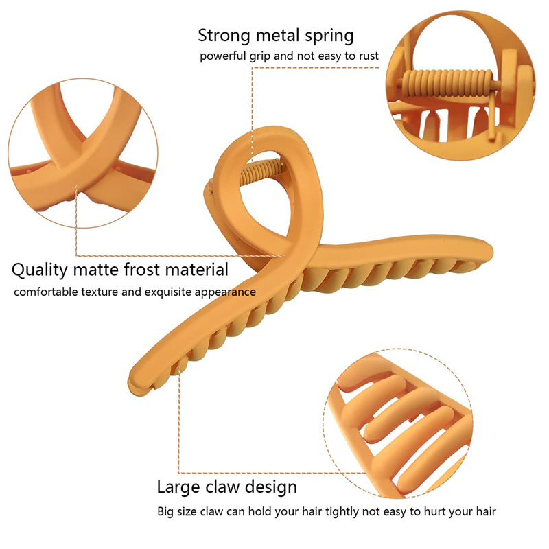 韩版磨砂交叉抓夹优雅气质大号盘发夹子后脑勺发抓网红鲨鱼夹头饰详情图2