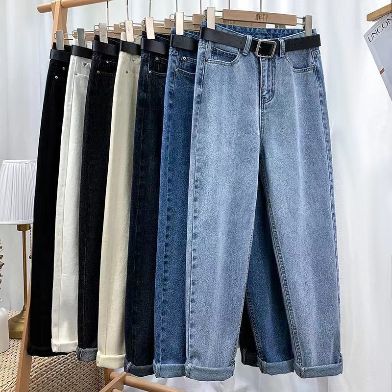 2022 Summer New women's denim trousers, Korean style loose and versatile Haren wide-leg pants, foreign trade women's dad pants