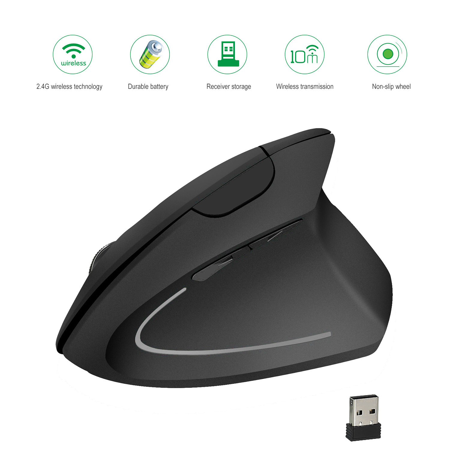 Vertical Mouse, 2.4G Wireless Mouse, Cross-Border Ergonomic Mouse, Light-Emitting Dual-Mode Silent Photoelectric Bluetooth Mouse details Picture