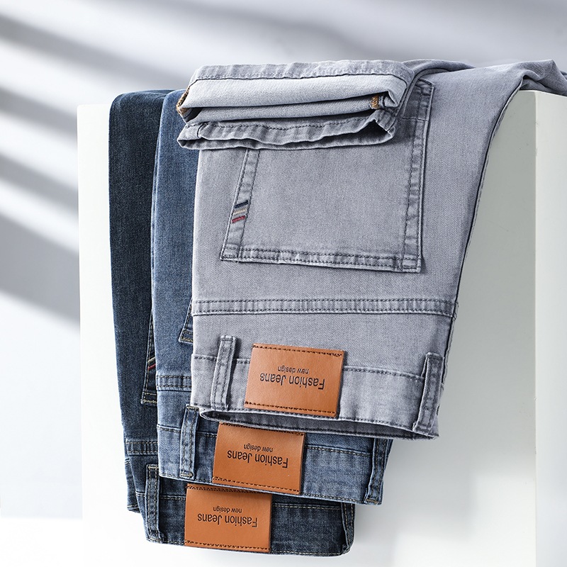 Summer thin jeans for men, straight-leg loose, spring and autumn stretch casual long pants (available for dropshipping) for men Item Picture