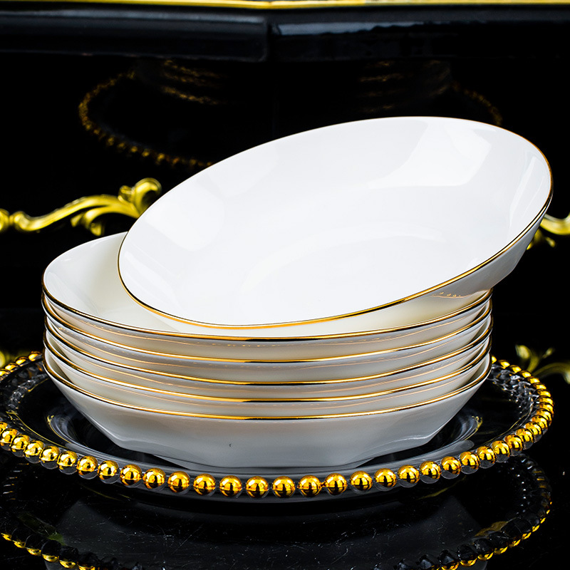 Gilded shadow blue diamond bone China tableware set, Jingdezhen ceramic tableware, diamond bowls, plates and plates, light luxury high-end gifts Application Scenario