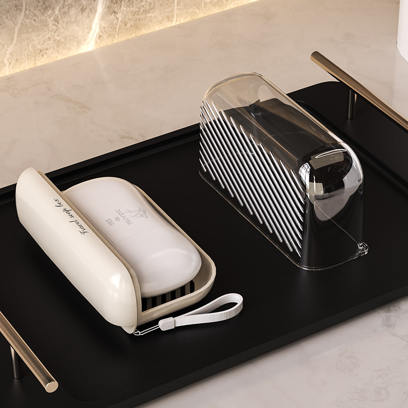 Bathroom special light luxury travel portable soap box, household sealed cover leak-proof travel hand-held soap box Application Scenario