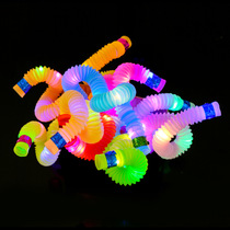 Pop tubes Vacuum reduction light-emitting telescopic tube toy Children's mini water tube toy Sensory color vent toy