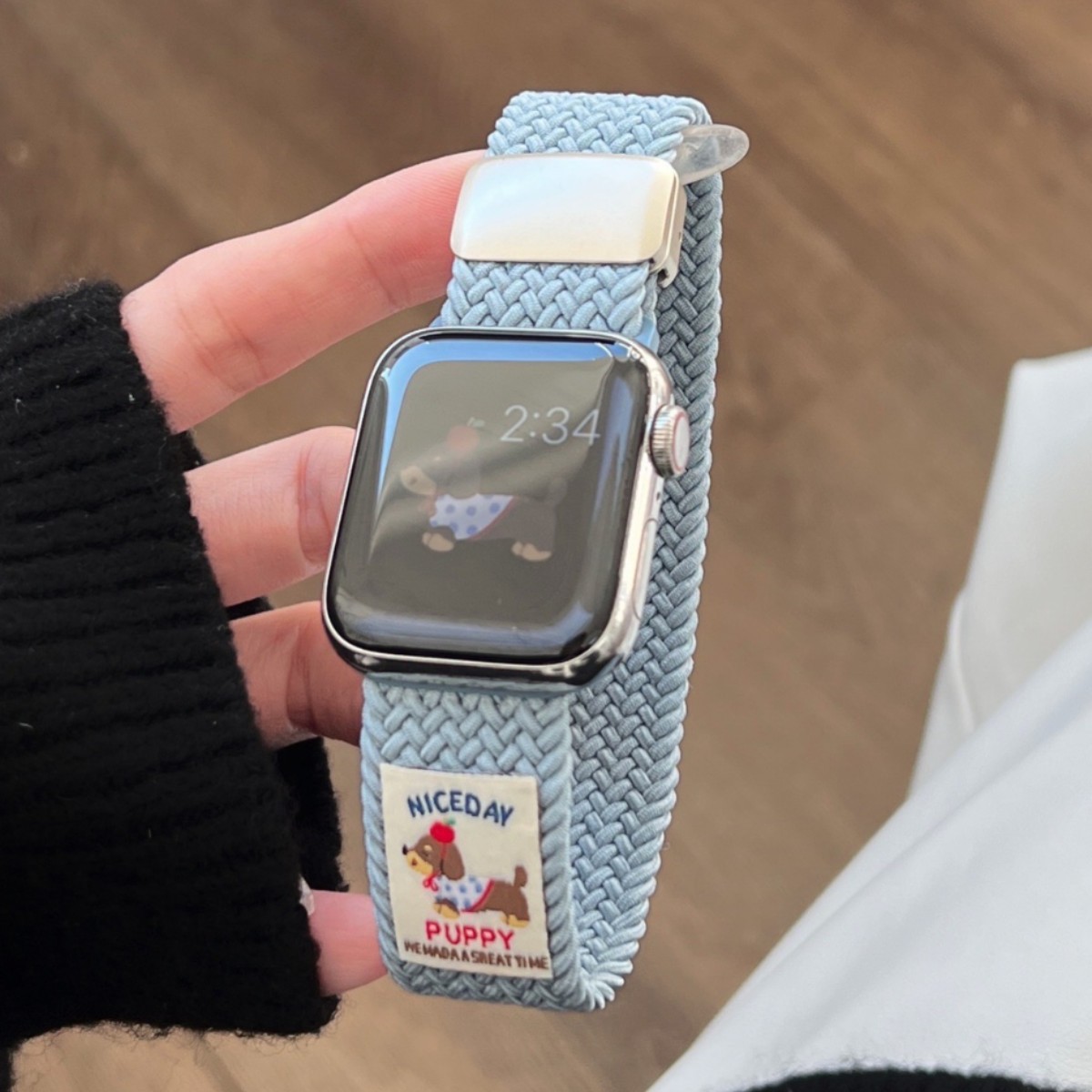 The puppy elastic woven nylon watch strap is suitable for the Apple Watch 10th generation 987654Ultra/SE details Picture