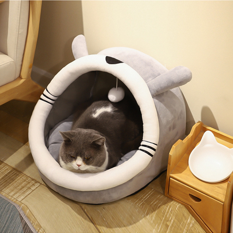 Cat bed all-season universal winter warm cat supplies, semi-enclosed cat house sleeping bed, pet dog bed, summer details Picture
