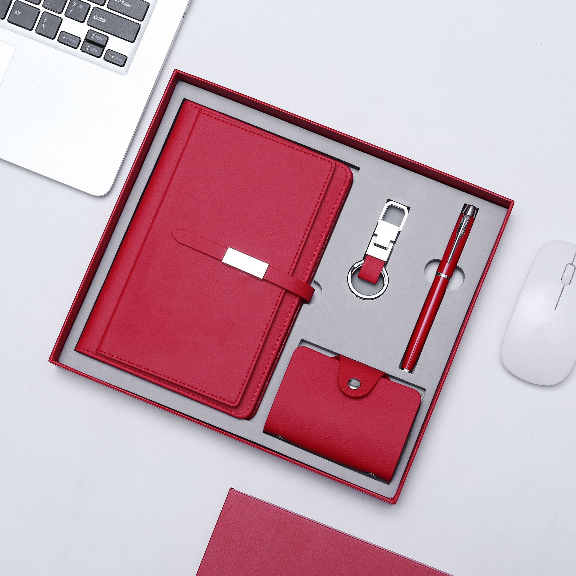 Business cultural and creative gifts, notebook sets, card cases, notepads, keychains, four-piece sets, company and bank embossed logos