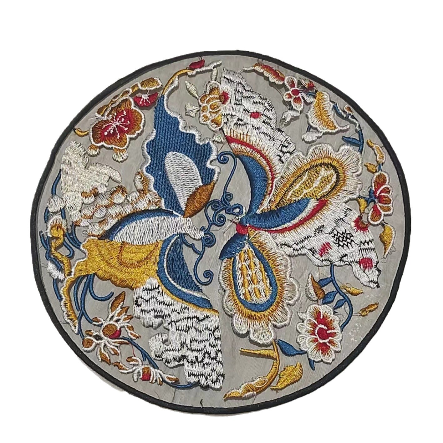 伽洛批 发平绣黑蝴蝶圆金线花朵半圆新品饰帽饰辅料烫印直销diy49