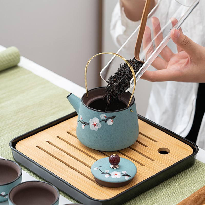 Yucheng purple sand travel quick cup a pot of four cups portable bag ceramic teapot literati tea set kung fu tea set Specification drawing