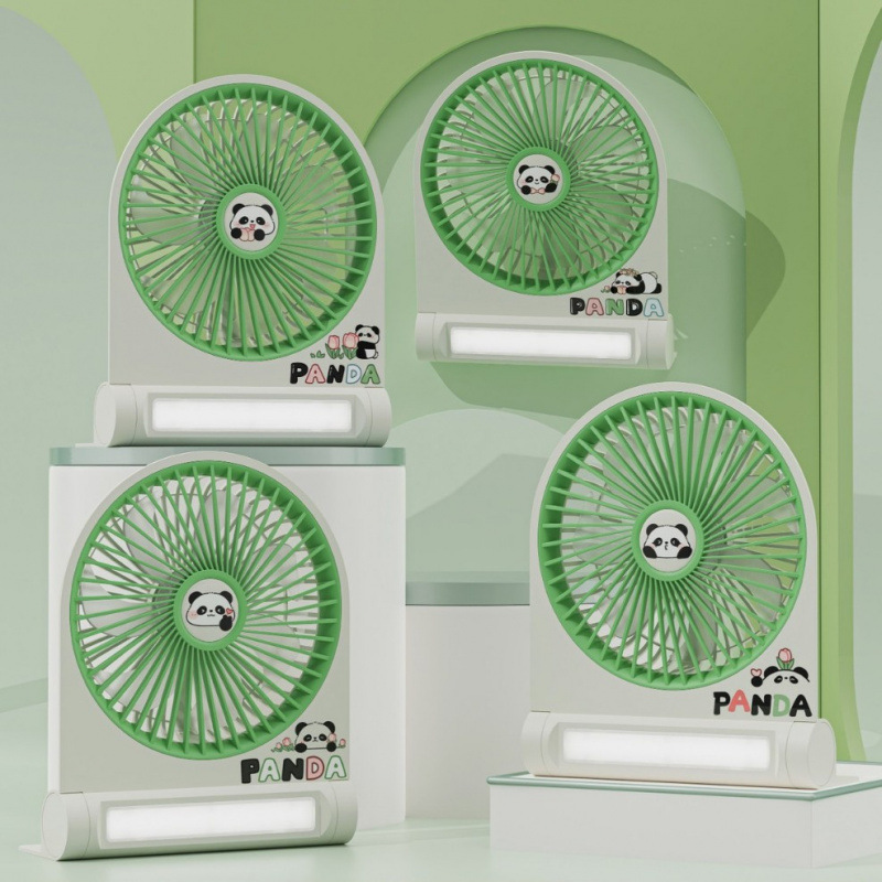 户外露营便携式办公桌面摆件卡通熊猫迷你手持USB充电可爱小风扇详情图4