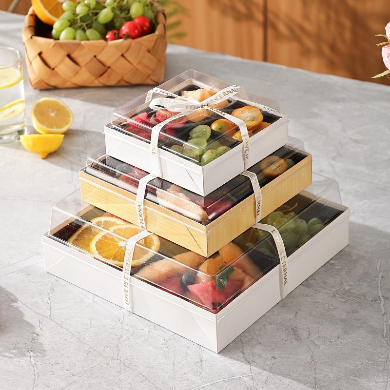 Fruit cut box, fruit cut box, cake bento, multi-functional packing box, sushi dessert, nine-grid fruit box, lunch box, fresh-keeping details Picture