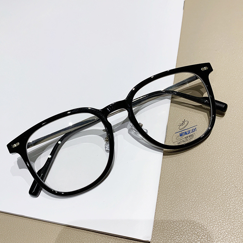 网红同款甜美风近视眼镜高清防蓝光小清新平光镜超轻橄榄绿小镜框产品图