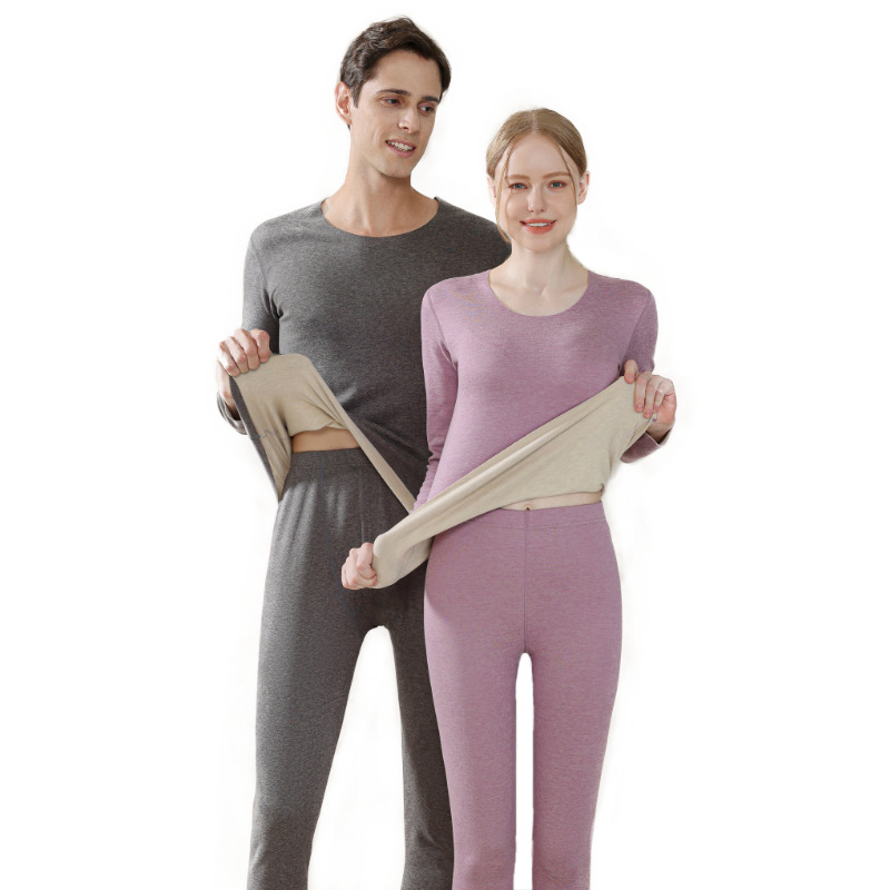 2023 New Cashmere Silk Thermal Underwear Female Ab Face Double-Sided Wool Plus Cashmere Long Johns Male Suit Wholesale Item Picture