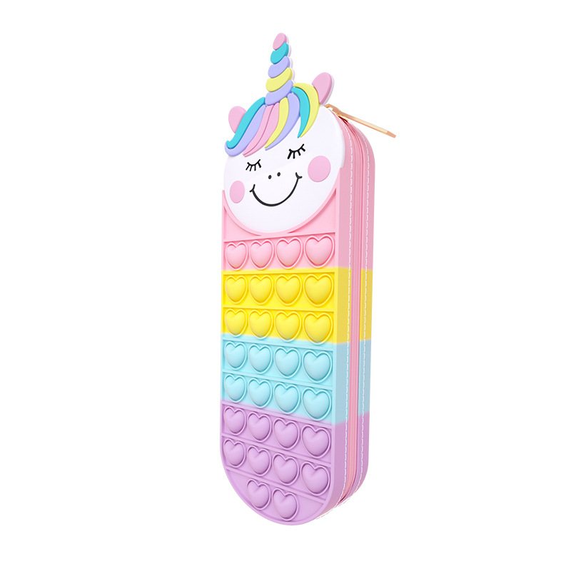 Cross-border large capacity cute cartoon pen bag silicone pen bag Children's creative pen bag Multi-functional pencil case Rat killer pioneer stress relief pen bag full figure
