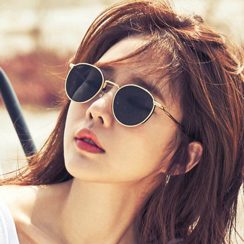 韩版时尚金属圆框太阳镜ins网红个性新款墨镜复古街拍太阳眼镜女图