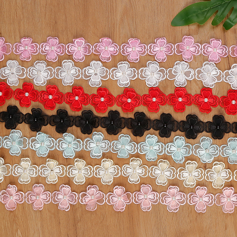 We have a wide range of multi-color beaded double-layer organza lace accessories and organza embroidered flower lace in stock