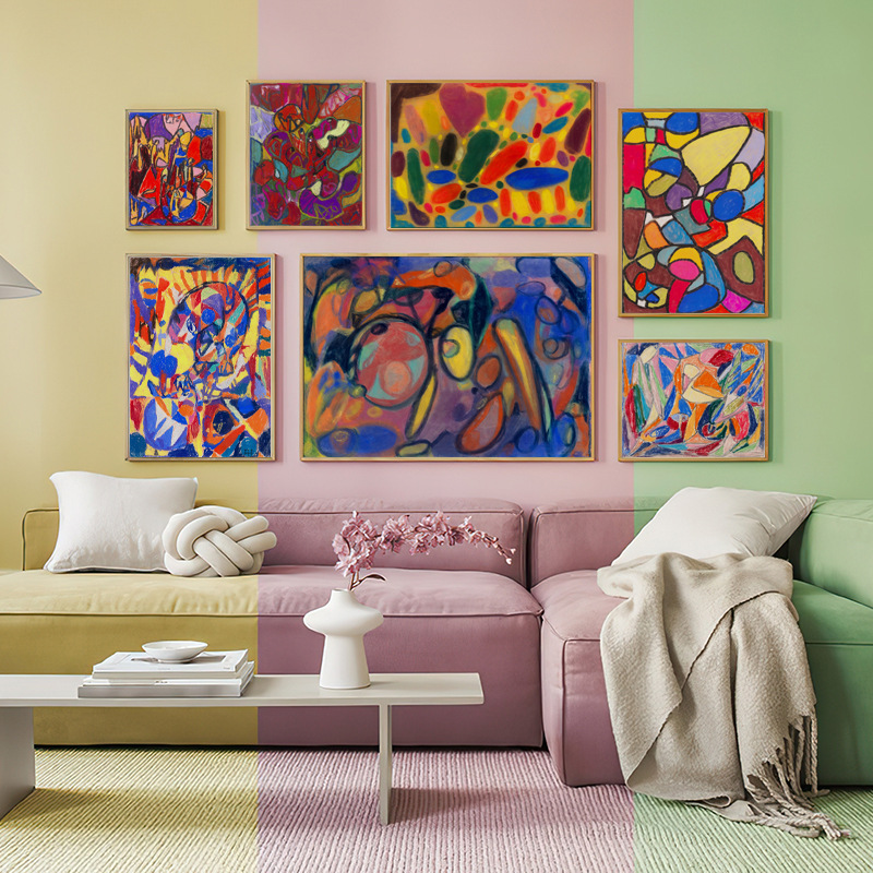 德国画家阿道夫霍尔策尔现代派复古抽象艺术装饰色块几何挂画画芯