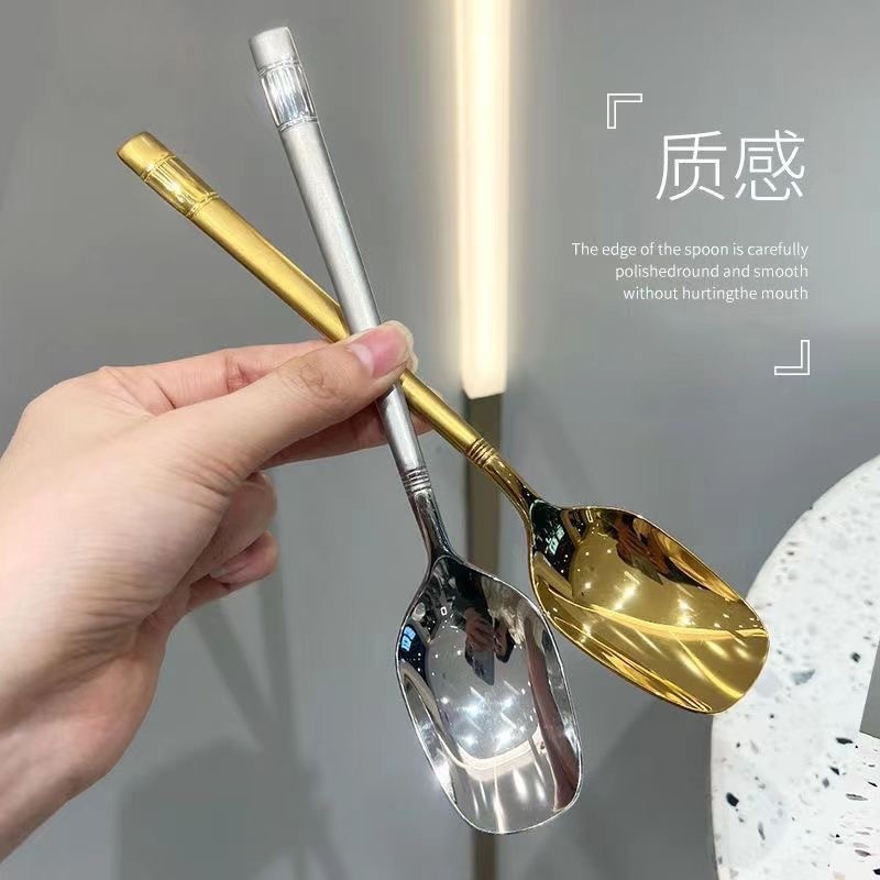 Exquisite Stainless Steel Spoon High Appearance Level Household Soup Spoon Feeding Spoon Students Eating Spoon Internet Celebrity Spoon Korean Spoon Wholesale Specification drawing