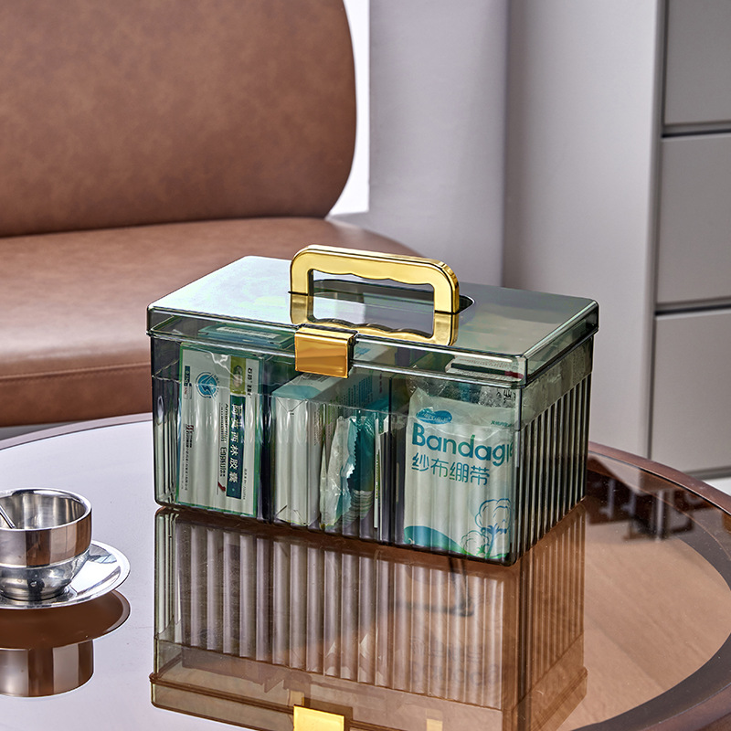 Wangshun family transparent medical kit small household medicine kit first aid kit medicine storage box large medical box cosmetic box full figure