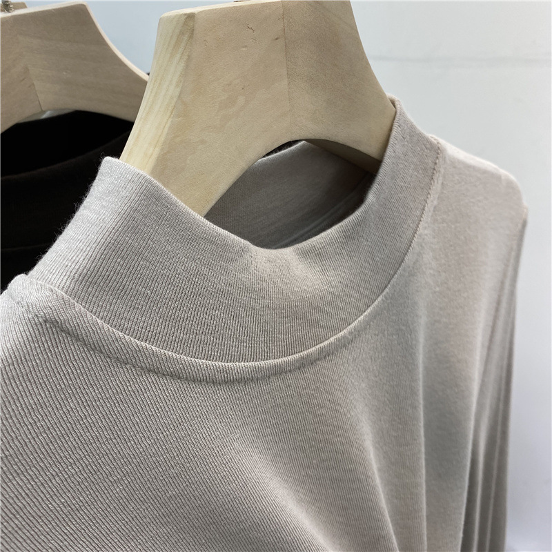 High-quality brushed fleece stand-up collar base layer for women, long-sleeved T-shirt, 2022 autumn and winter new style pure cotton versatile inner layer top Specification image