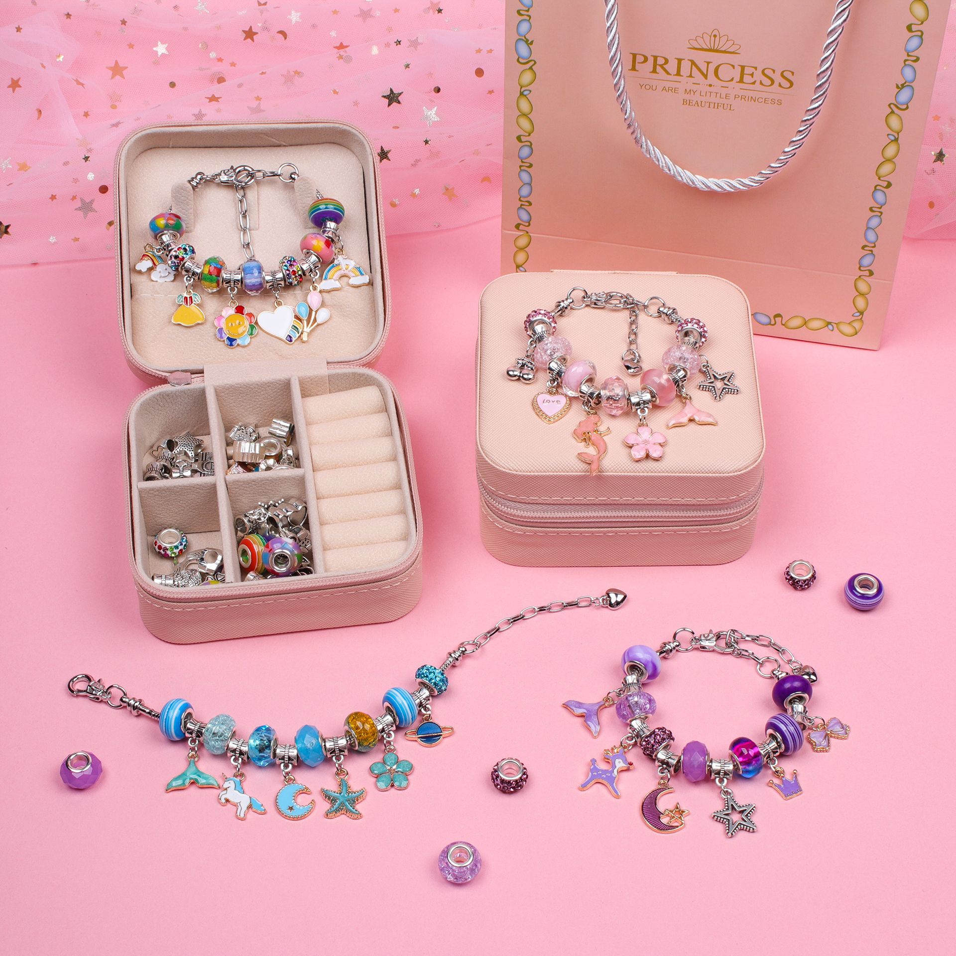 Amazon selling children's puzzle handmade diy beaded bracelet set creative jewelry bracelet set gift box details Picture