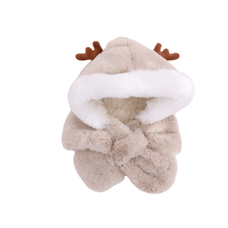 Buckwheat ~ Children's Pullover Hat And Neck Cartoon Winter Scarf For Girls And Boys Cute Super Cute Face Protection Item Picture