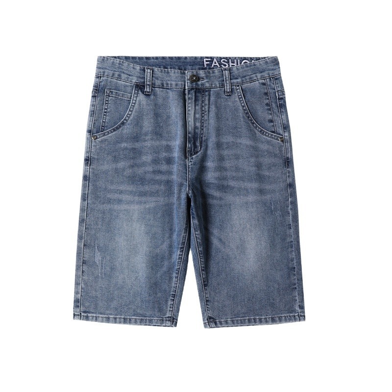 Summer thin straight-leg denim shorts, men's fashionable and versatile business casual mid-length pants, high-end denim capri pants Item Picture