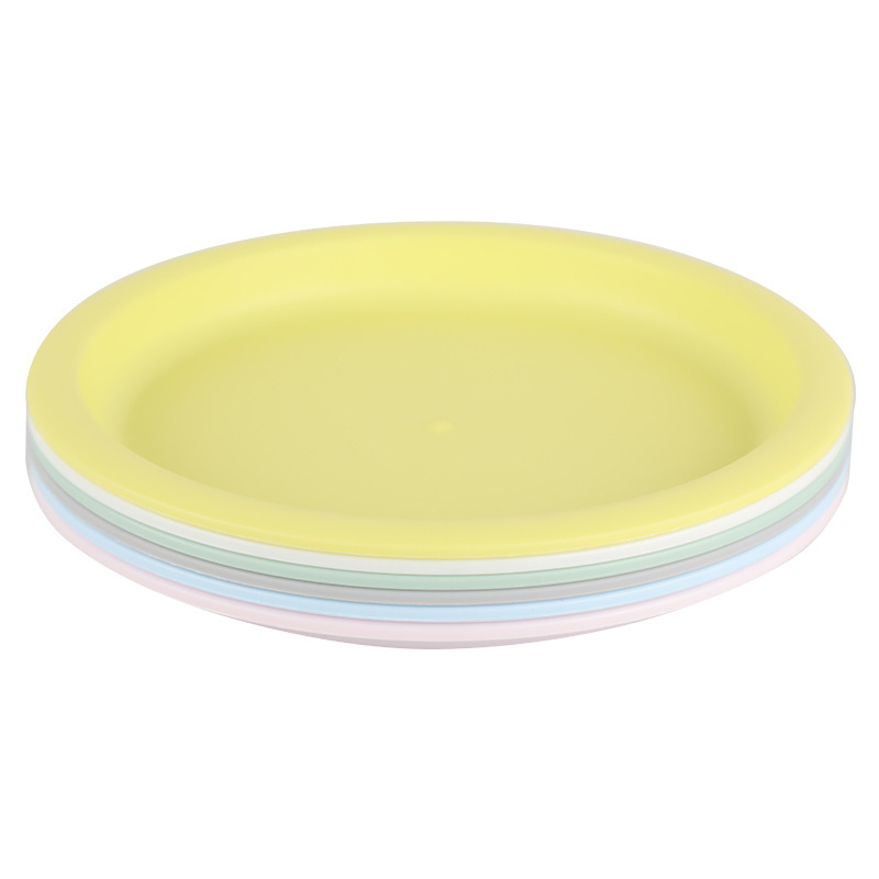 Japanese children's plastic dinner plate six-piece snack set Round plate dinner plate colorful tableware Item Picture