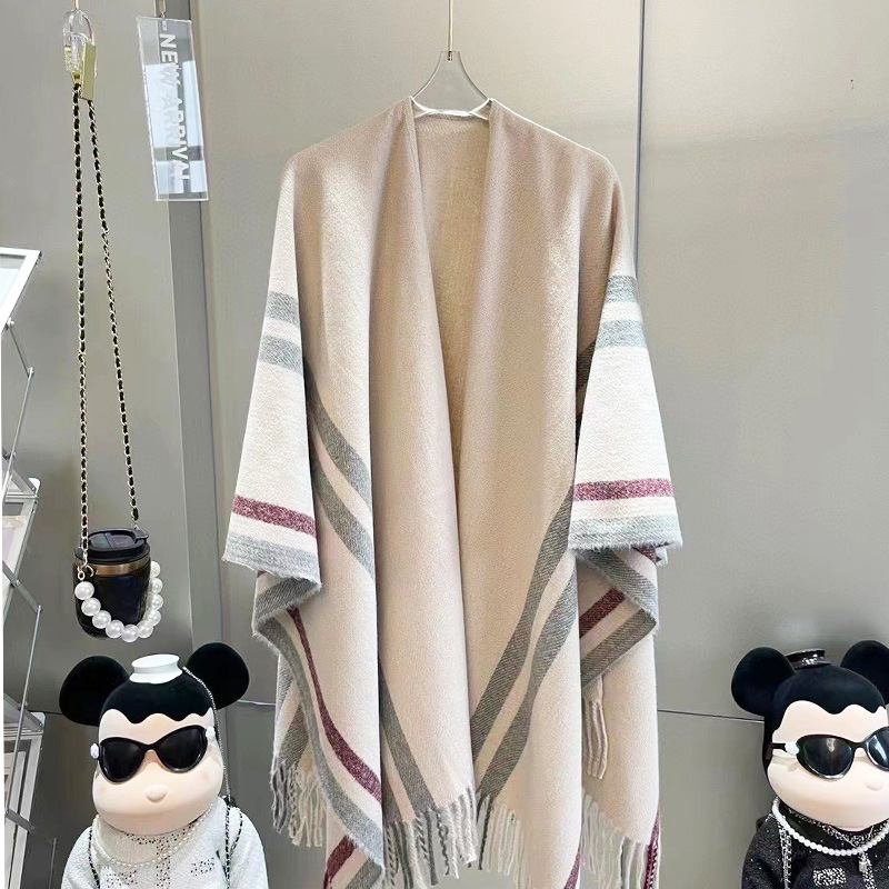Max Wind Cape Autumn And Winter New Fashion Blended Shawl Scarf Patchwork Color Cape Coat For Men And Women Specification drawing