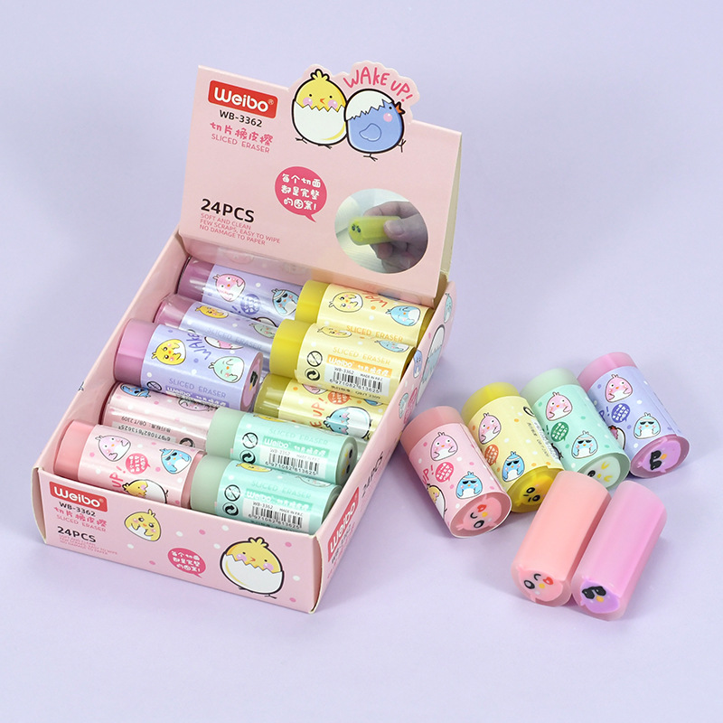 Weibo Stationery Wholesale Cute and Creative Erasers, multi-color round new cartoon animal three-dimensional fragrance Erasers Application Scenario