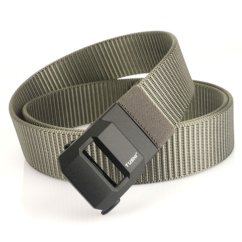 Classic High-End Atmospheric Lengthened And Thickened Men's Tactical Nylon Belt Edentless Smooth Automatic Buckle Canvas Nylon Tide Item Picture