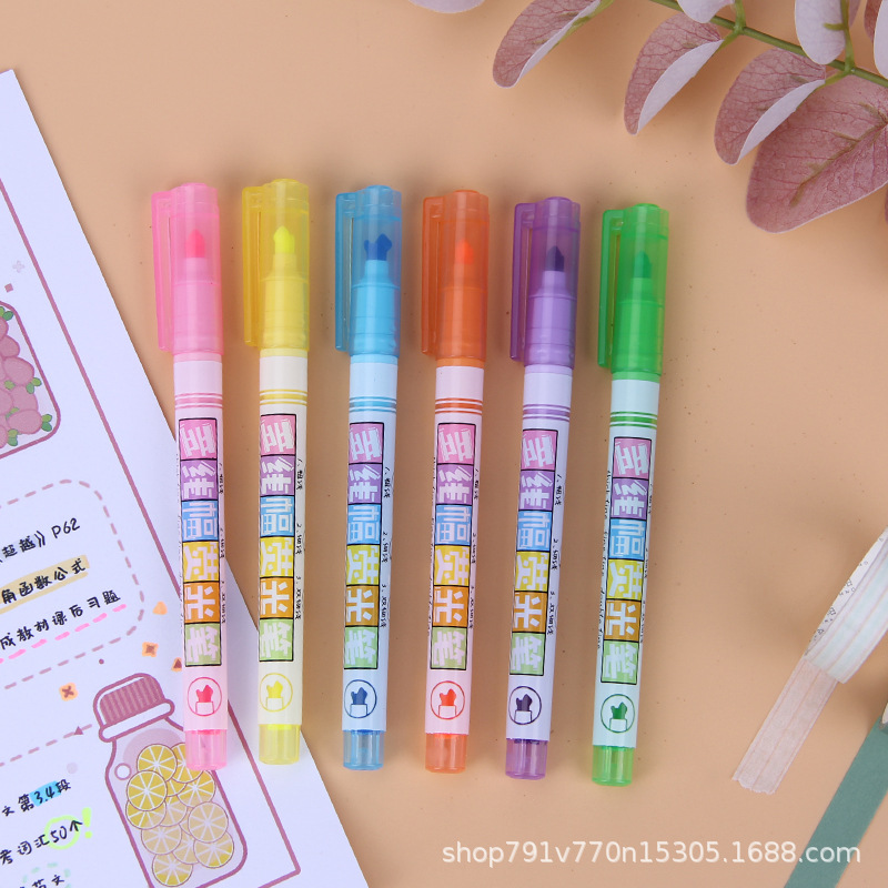 The new H756 multi-line highlighter, a student double-headed 6-color marking note-taking pen with a soft tip thumbnail