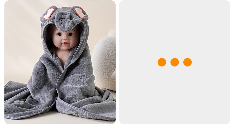 珊瑚绒宝宝斗篷浴巾卡通披风母婴包被珊瑚绒柔软洗澡连帽婴儿抱被详情6