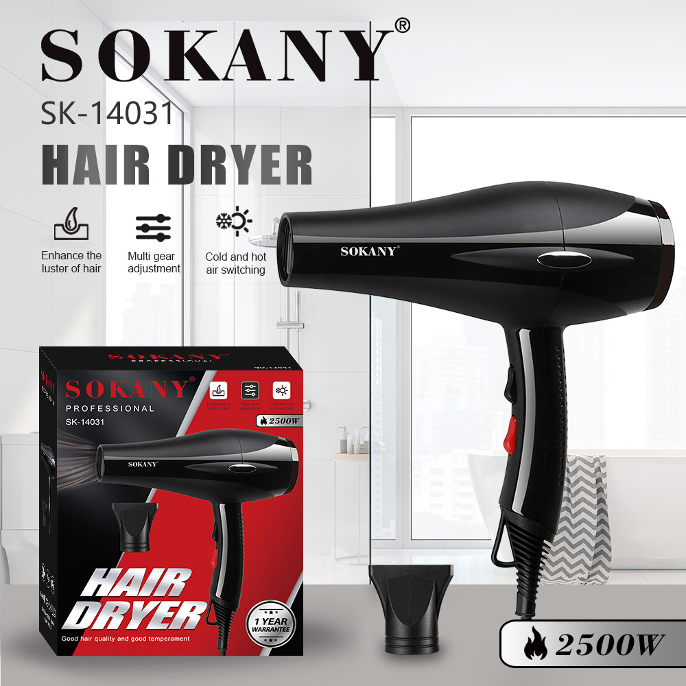 Export SOKANY14031 hair dryer with high wind force and quick drying function, a household hair salon hair dryer specially designed for hairdressers Item Picture