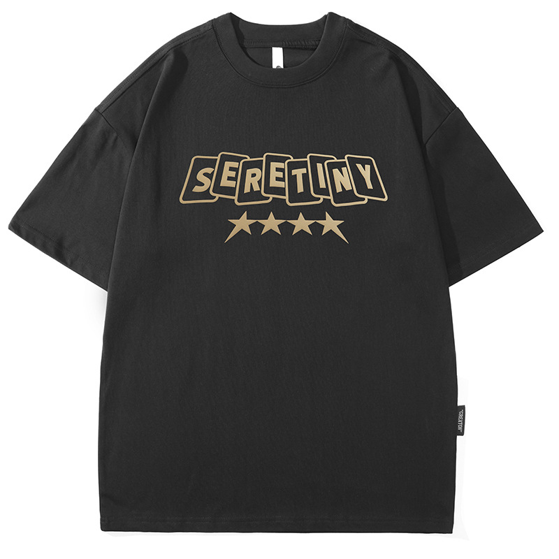 American trendy brand short-sleeved T-shirt for men's summer 2025 new style, plus-size, high-end and versatile letter print T-shirt Item Picture