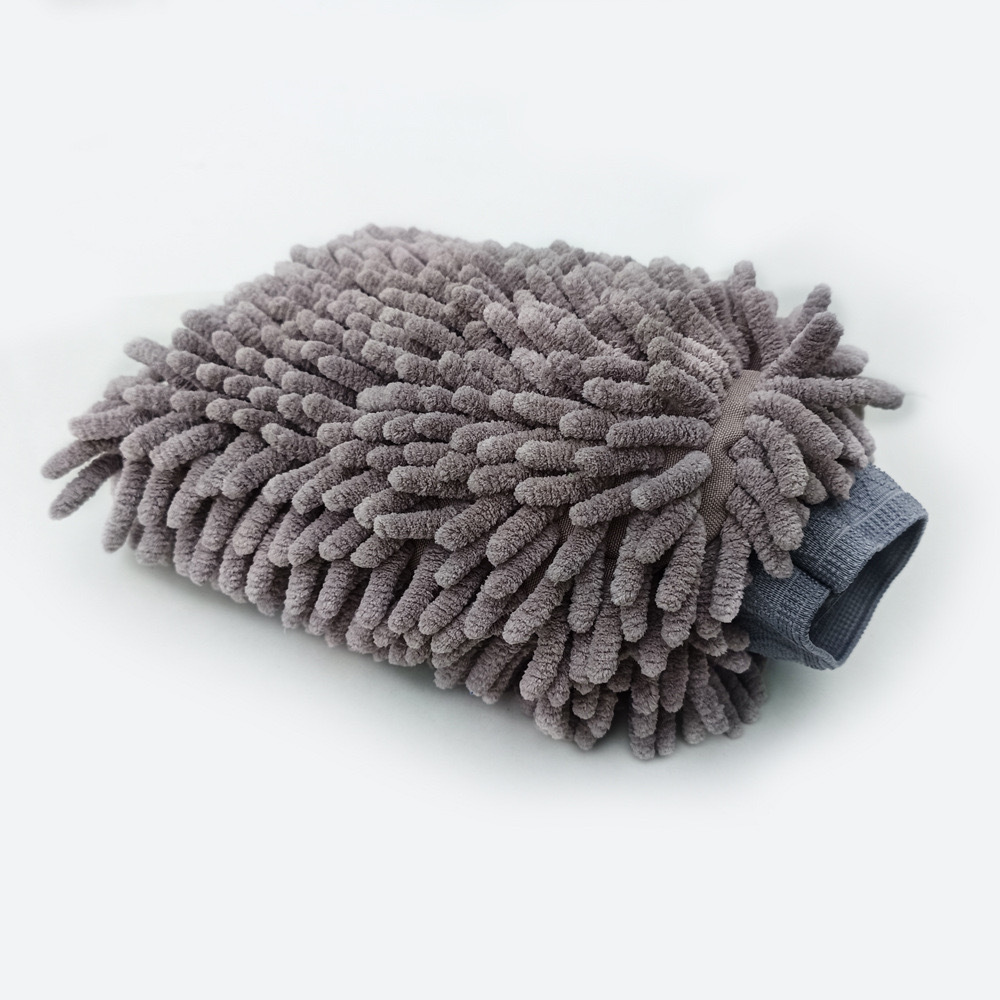 Double-sided spiral Chenille car cleaning gloves, Chenille thickened car washing and cleaning multi-functional waterproof and paint-free gloves Item Picture