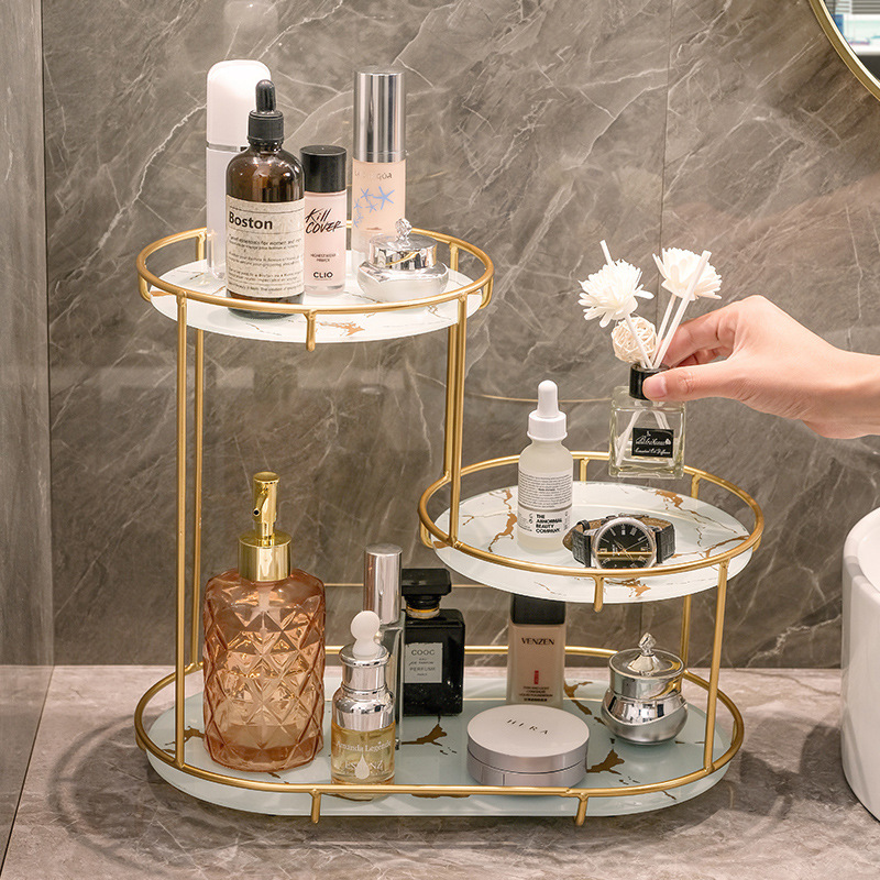Estante de baño de lujo baño de lujo tocador de tocador estante de almacenamiento cosmético encimera de escritorio estante de tocador Specification image