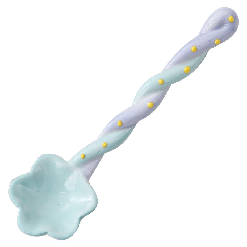 Ceramic long-handled spoon, household spoon, high appearance level, cute ins style stirring spoon, coffee spoon, girlish heart spoon wholesale Item Picture