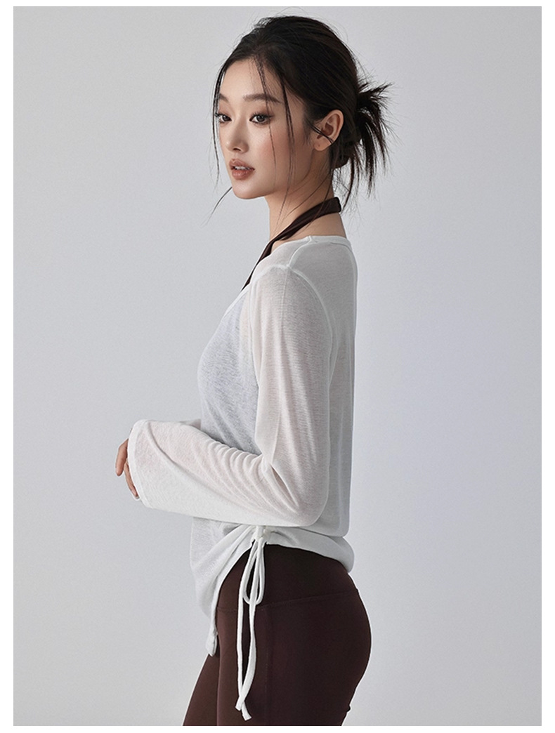 举重妖精夏季防晒罩衫女慵懒风薄款运动瑜伽服宽松遮屁股服装展示道具详情14