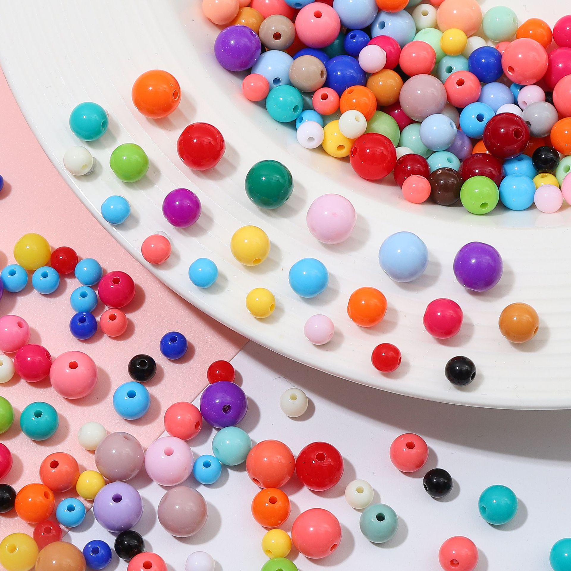 Solid Color Bead Acrylic Diy Hand-Beaded Loose Bead Material Candy Color Bead Jewelry Wholesale Cross-Border Supply Specification drawing