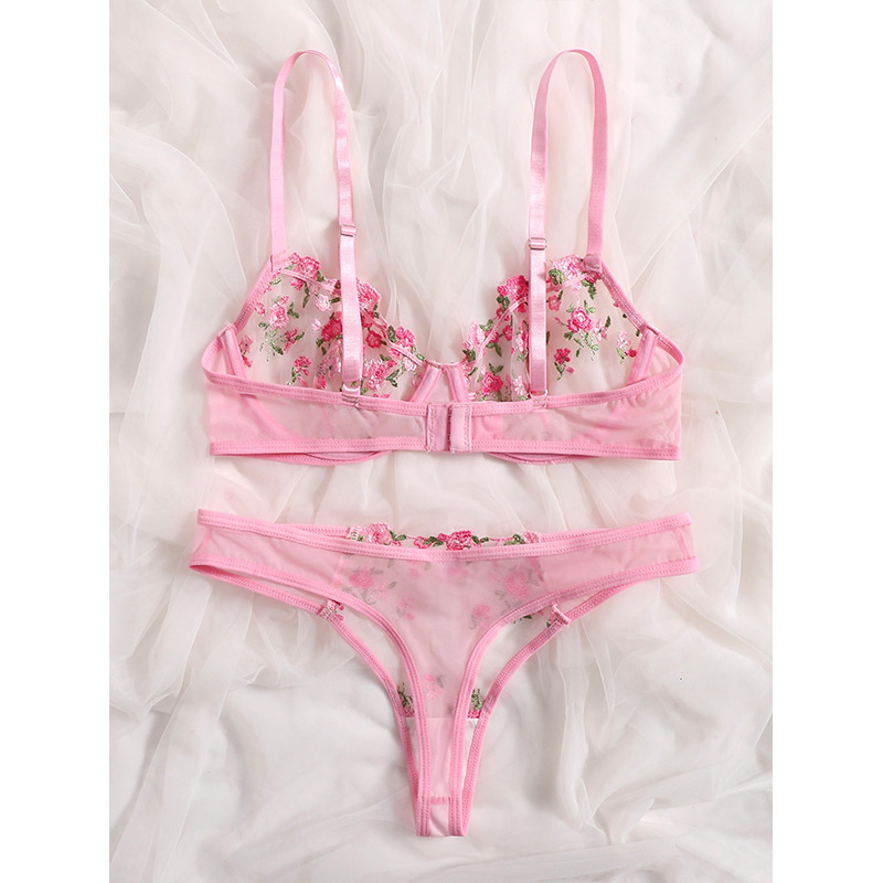 Cross-border sexy underwear lace set thong wholesale manufacturers straight hair mesh women's sexy underwear 21116 Specification drawing