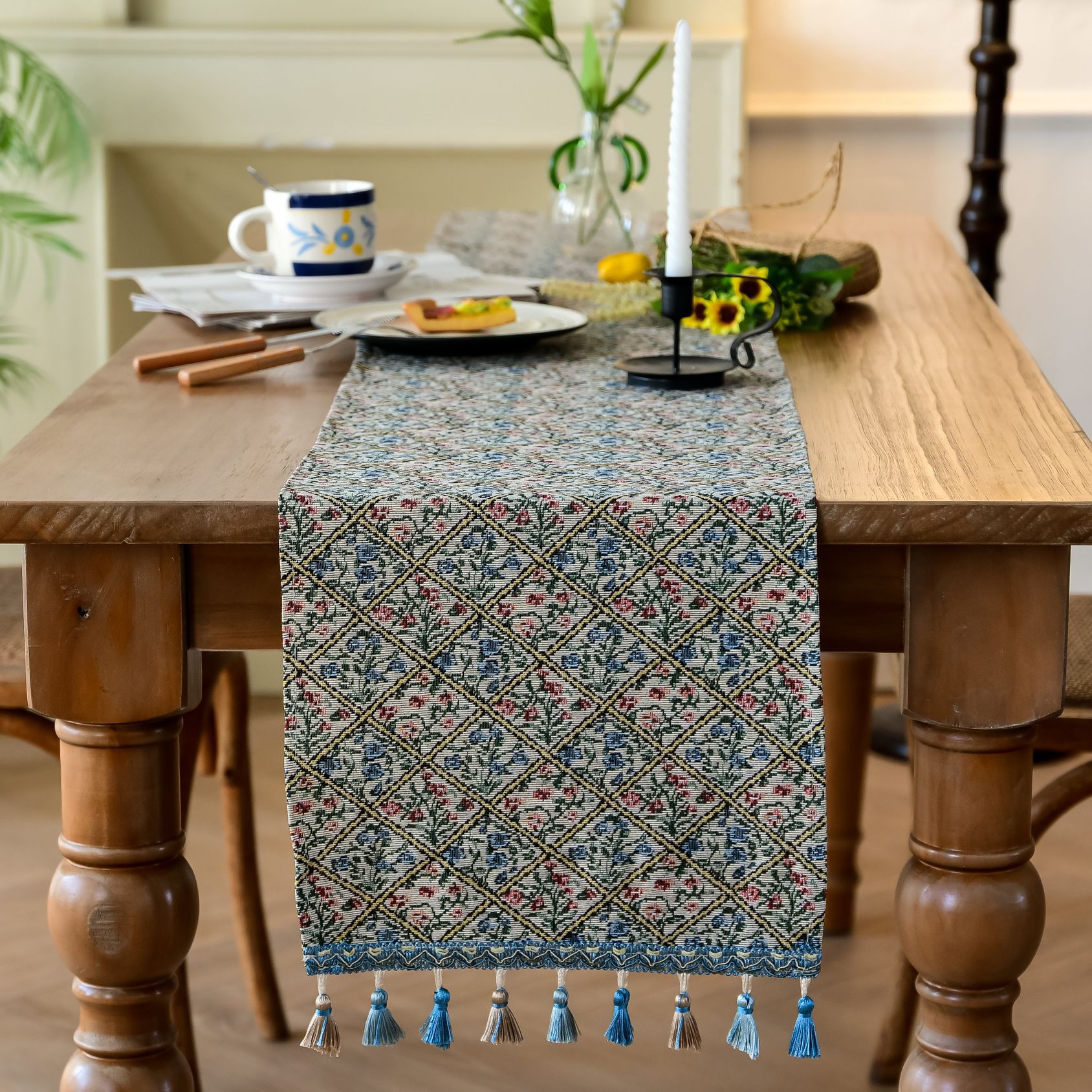 New Bohemian ethnic style heat insulation and anti-scald long strip Suzhou table flag Tea Flag TV cabinet cover wholesale from the manufacturer pic 19