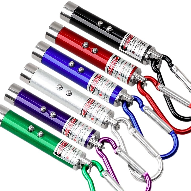 三合一迷你小手电筒验钞灯激光三孔电灯钥匙扣挂钩镭射照明灯批发白底实物图