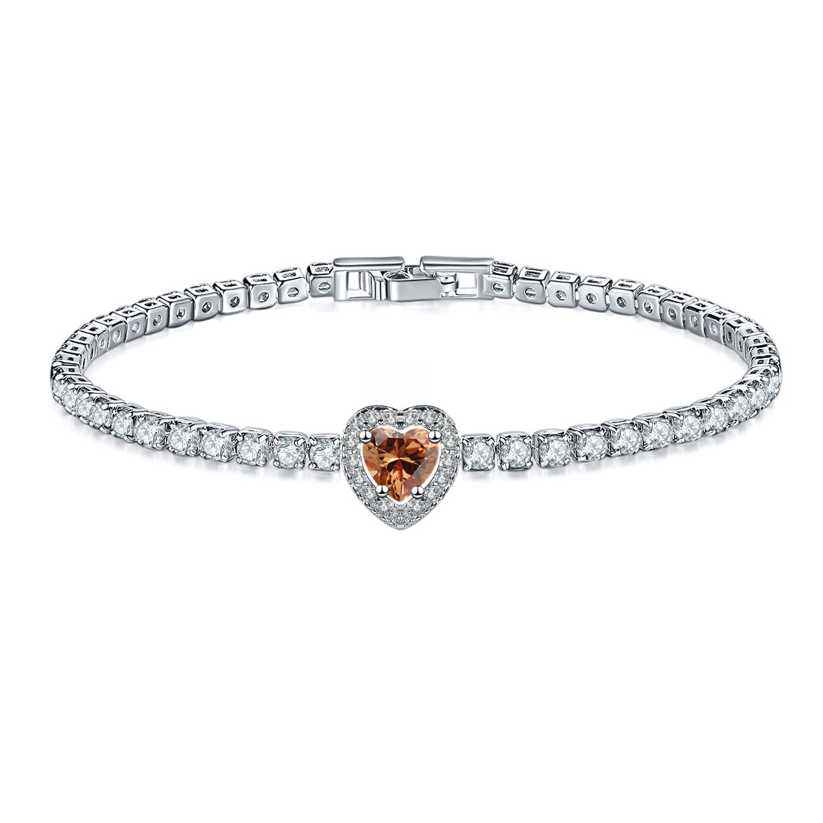 The heart-shaped full diamond bracelet of Kashi Jewelry is selling well during a live stream. It is a fashionable and luxurious cross-border creative micro-inlaid zircon jewelry from Europe and America Specification image