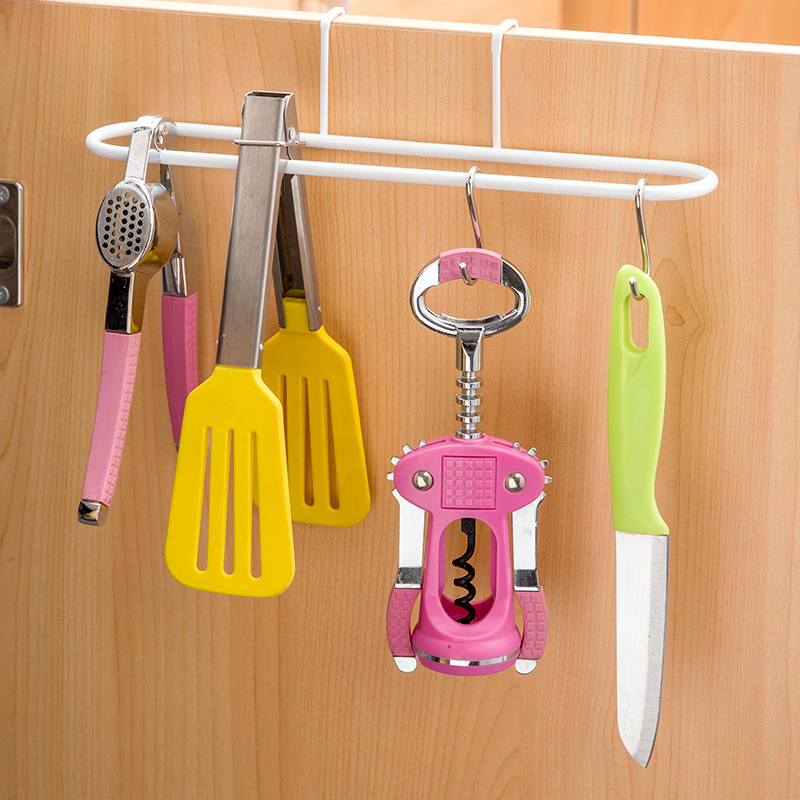 Simple and non-perforated towel rack, kitchen cabinet door rear rag rack, creative bathroom hook hanging rack, hanging door and storage rack