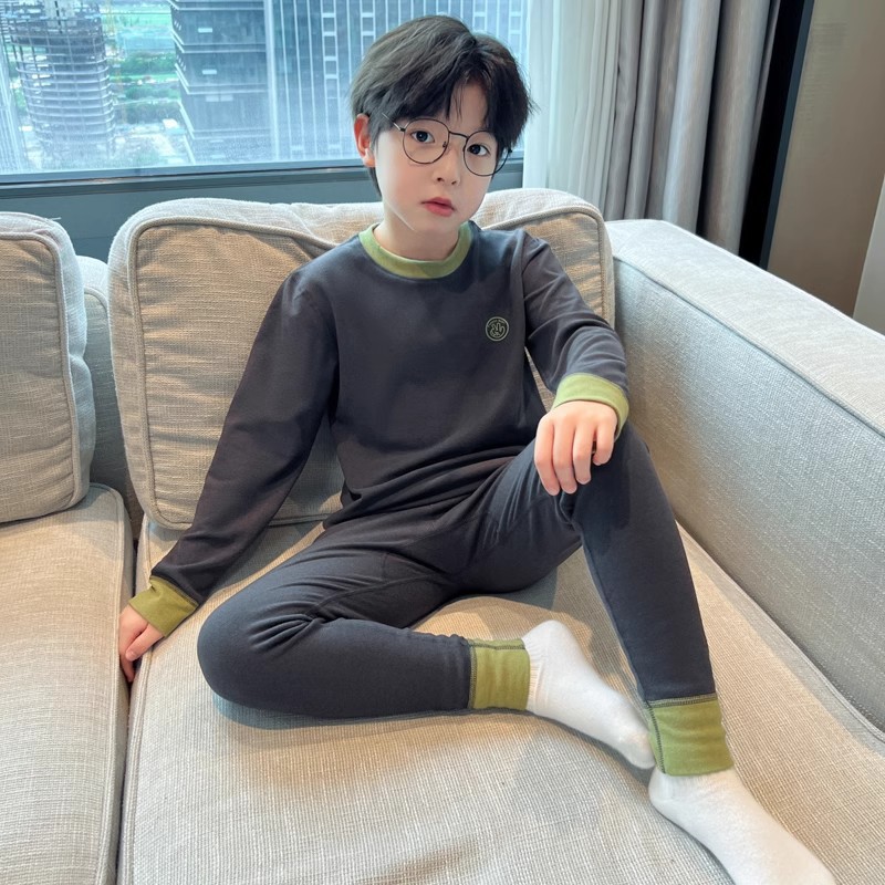 Spring, Autumn and Winter 2024 new styles for Zhongda Children's winter boys' pajamas, boys' long Johns and long pants sets, thermal underwear details Picture