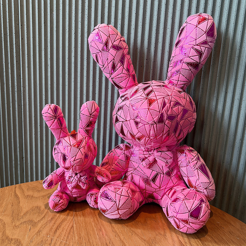 Customized birthday gifts for colorful rabbit plush toys, large long-ear bow ties, rabbit grabber dolls, and plush toys details Picture