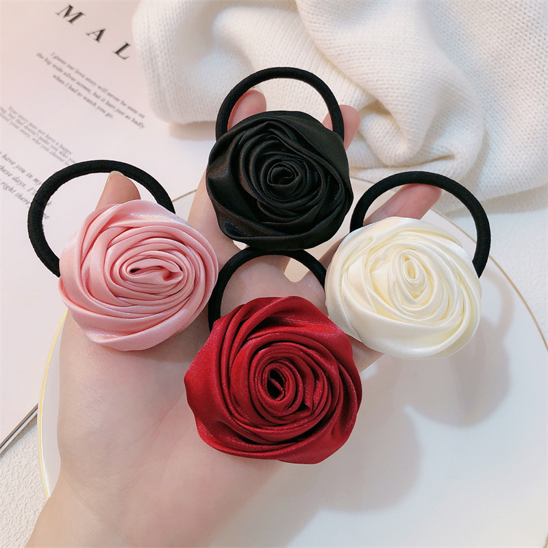 French high-end camellia hair clips, girls' high school ponytail hair bands, simple hair ties, super ethereal flower headwear and hair accessories Item Picture